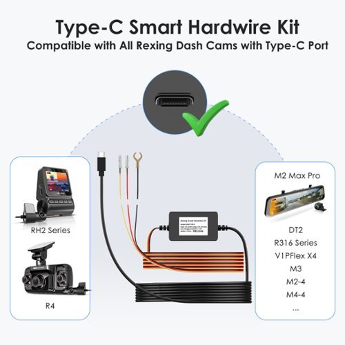 Rexing Smart Hardwire Kit Type-C Port for R4, DT2, M3, M2 Max, RH2 Series, and CPDuo - Black WHERE TO BUY