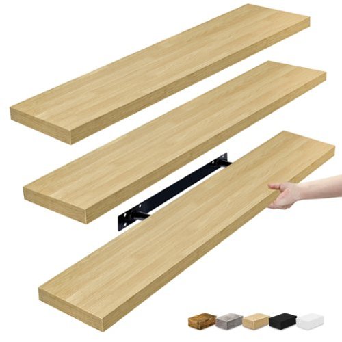 Sorbus - Floating Shelves for Wall - 35 Inch Long Bathroom Shelves, Wall Decor for Bedroom, Kitchen, Living Room - Maple-Front_Standard 