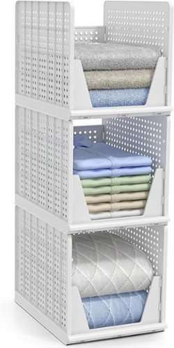 Sorbus - Shelf Organizer - Closet Shelf Organizer for Clothes, Closet, Bathroom, Kitchen, Garage - Plastic Stackable Shelf - White Extra Large-Front_Standard 