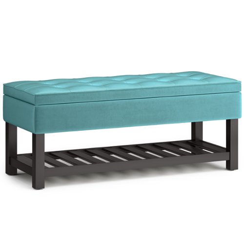Simpli Home - Cosmopolitan Storage Ottoman Bench with Open Bottom - Aqua