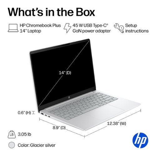HP 14 2K Touchscreen Chromebook Plus - Intel Core 3 N355 - 8GB Memory - 128GB UFS - Glacier Silver BUY IN UAE