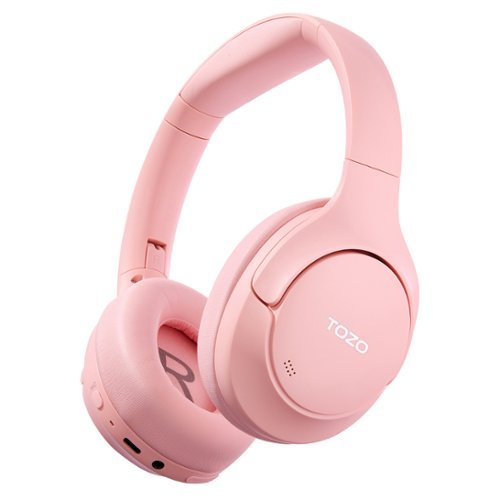 TOZO - HT2 Wired & Wireless Hybrid Active Noise Cancelling Over-the-Ear Headphones, Foldable, Adjustable Headband, Switch - Pink-Front_Standard 