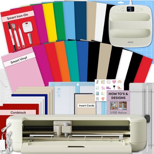 Cricut - Explore 5 Crafting Bundle with EasyPress 9x9, Smart Vinyl, Smart Iron-On Sheets & Digital Design eBook-Front_Standard 