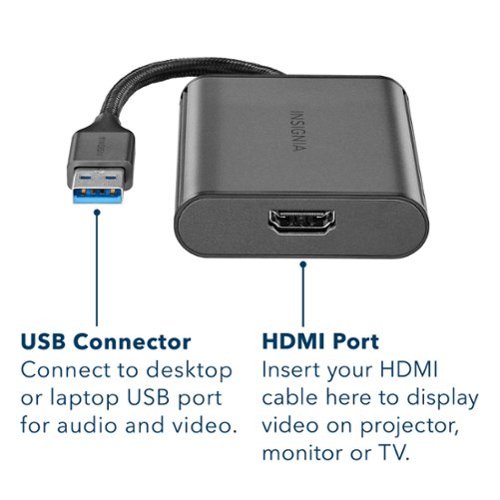 Insignia™ USB to HDMI Adapter - Black WORLDWIDE DELIVERY
