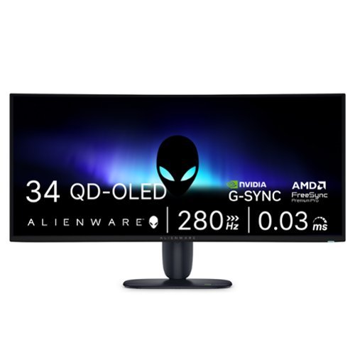 Alienware - 34" UWQHD QD-OLED 280Hz .03ms FreeSync Premium Pro and G-SYNC Compatible Curved Gaming Monitor w/HDR (HDMI, DisplayPort) - Black
