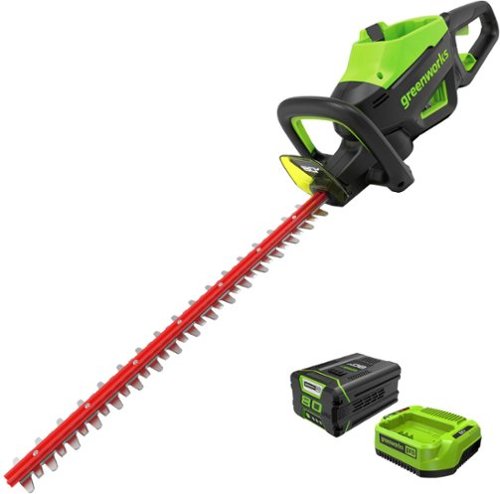 Greenworks - 80-Volt 26-Inch Cordless Brushless Hedge Trimmer with (1) 2.0Ah Battery and Charger) - Green