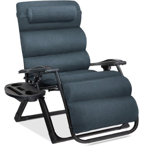 Best Choice Products - Oversized Zero Gravity Chair, Folding Recliner w/ Removable Cushion, Side Tray - Graphite Blue-Front_Standard 