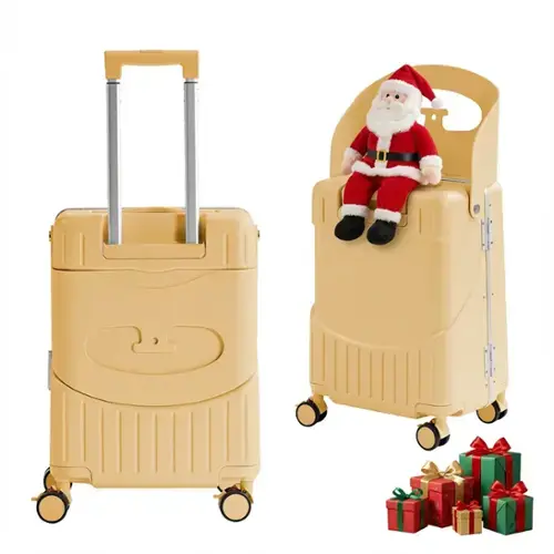 Front. Circus Cirle - 20" Ride-on Luggage with Seat For Kids & Adults - Yellow.