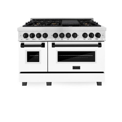 ZLINE - Autograph 48 in. Legacy Dual Fuel Range in Satin Steel w/ White & Black Accents (RASZ-WM-48-MB) - Stainless Steel-Front_Standard 