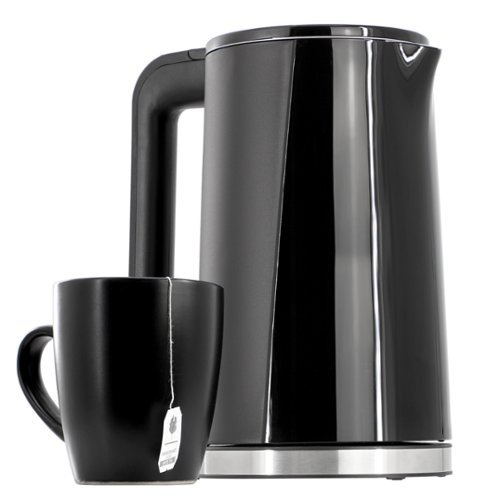 MegaChef - 1.8 Quart Stainless Steel Electric Tea Kettle - Black-Front_Standard 