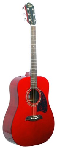  Oscar Schmidt - 6-String Full-Size Dreadnought Acoustic Guitar - Trans Red
