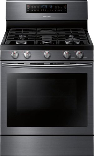  Samsung - Flex Duo 5.8 Cu. Ft. Self-Cleaning Freestanding Double Oven Gas Convection Range - Black stainless steel