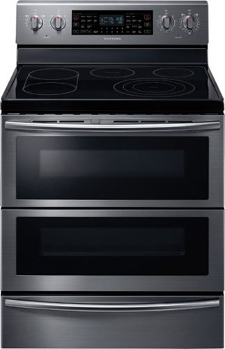  Samsung - Flex Duo 5.9 Cu. Ft. Self-Cleaning Freestanding Fingerprint Resistant Double Oven Electric Convection Range - Black Stainless Steel