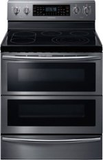Samsung - Flex Duo™ 5.9 Cu. Ft. Self-Cleaning Freestanding Fingerprint Resistant Double Oven Electric Convection Range - Black stainless steel - Front_Standard