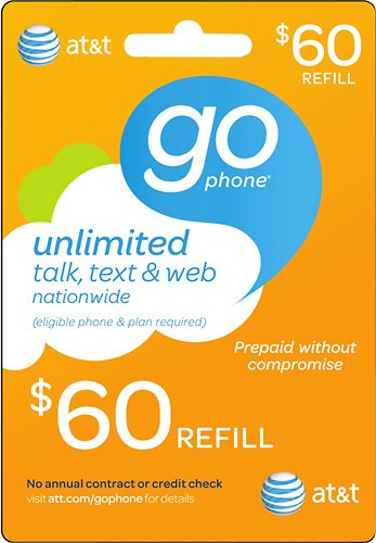  AT&amp;T GoPhone - $60 Prepaid Wireless Airtime Card - Multi