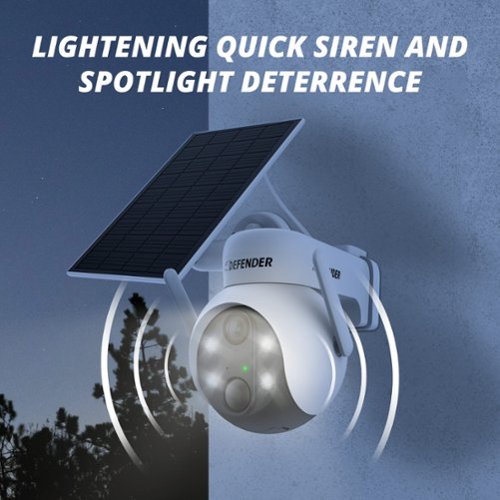 Defender Solar Powered 4K AI Everwatch Wireless Security PTZ Camera with 3W Solar Panel, AI Detection, 3 Pack - White WHERE TO BUY