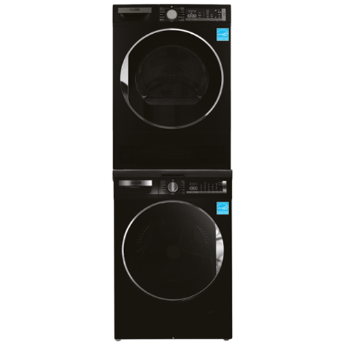 Conserv - LUXE Energy Star Compact Stackable Washer 2.2 cf 110 V+ Electric Dryer 4 Cf Ventless Sensor w/Shelf 220V - Matte Black-Front_Standard 