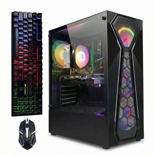 STGAubron - Gaming Desktop PC, AMD Athlon 3000G 3.5G, Radeon RX 580 8G, 16G RAM, 512G SSD, 600M WiFi, BT 5.0, W11H64 - Black-Front_Standard 