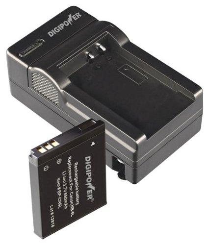 Digipower - KBP-CN6L Battery Charger and Lithium-Ion Battery for select Canon Digtial Cameras - Black-Front_Standard 