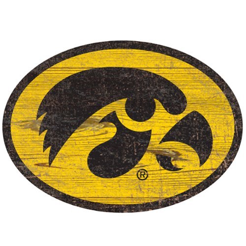 Fan Creations - Iowa Hawkeyes Distressed Logo Cutout Sign - Multicolor-Front_Standard 