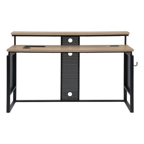 OSP Home Furnishings - ACE 60" Desk with Hutch Shelf - River Oak/Black-Front_Standard 