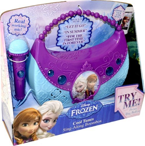  KIDdesigns - Disney Frozen Cool Tunes Light Up Boombox Sing-Along Karaoke System - Purple Blue and White
