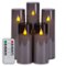 IMAGE - 5 Pack 3D Wick LED Candles with Timer Flickering Flameless Candles, Grey - Gray-Front_Standard
