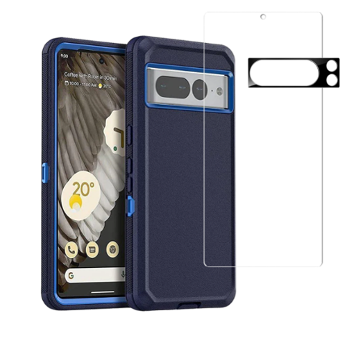 Entronix - Pixel 8 Bundle - Durable Case with Screen Protector and Camera Lens Protector - Blue-Front_Standard 