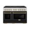 ZLINE - 48 in. Wide 8 Burner Autograph Paramount Dual Fuel Freestanding Range w/ DuoPro Cooktop & Black Doors w/ Gold Accents - Stainless Steel with Black Matte Door-Front_Standard