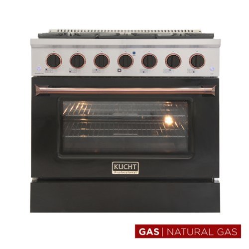 Kucht - 36 in. 5.2 cu. ft. Natural Gas Range with Sealed Burners and Convection Oven in Black with Rose Gold Accents - Black & Rose Gold-Front_Standard 