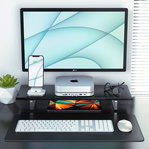 Satechi Stand & Hub for Mac Mini w/ SSD Enclosure with USB-C Data port, 3 USB-A Data ports, Micro/SD Card Readers, & 3.5mm Audio - Silver BUY IN MIDDLE EAST