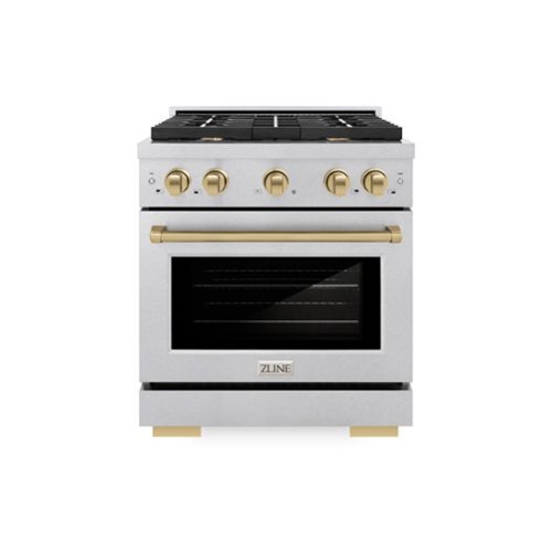 ZLINE - Autograph 30 in. Paramount Dual Fuel Satin Steel Range w/ 4 Burners & Bronze Accents (SDRSZ-30-CB) - Stainless Steel