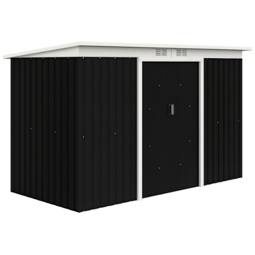 Outsunny - 9' x 4' Outdoor Storage Shed, Metal Garden Tool House with Sloping Roof and Lockable Door for Backyard, Bike, Patio-Front_Standard 