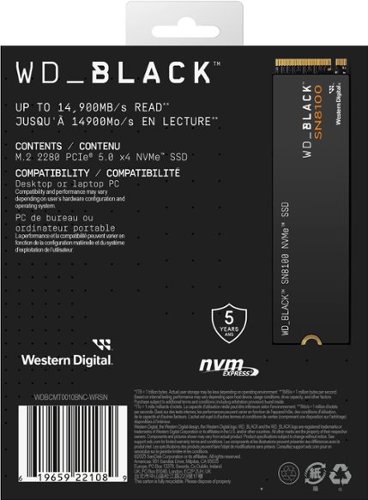 WD BLACK SN8100 1TB Non Heatsink Internal SSD Gen 5x4 NVMe