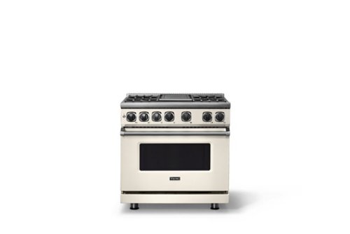 Viking - 36 in. Wide 4 Burner Dual Fuel Sealed Burner Range with Griddle - Pure White-Front_Standard 