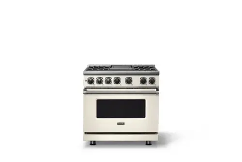 Front. Viking - 36"W. 5.6 Cu. Ft. 7S Self-Clean LP Dual Fuel Range-Pure White - Pure White.