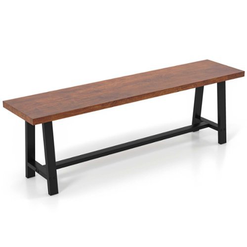 Costway 1 PCS 60" Dining Bench 3 Person Entryway Shoe Bench with Metal Frame for Hallway - Walnut & Black