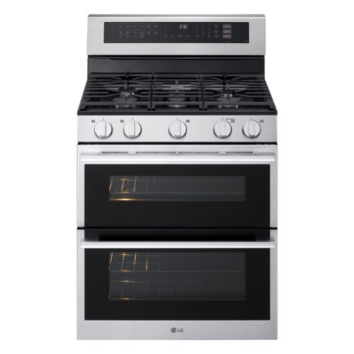 LG - 30-in Wide 6.9 Cu. Ft. Slide-In Double Oven Gas True Convection Smart Range with 5 Burners and UltraHeat 20K BTU Burner - Stainless Steel