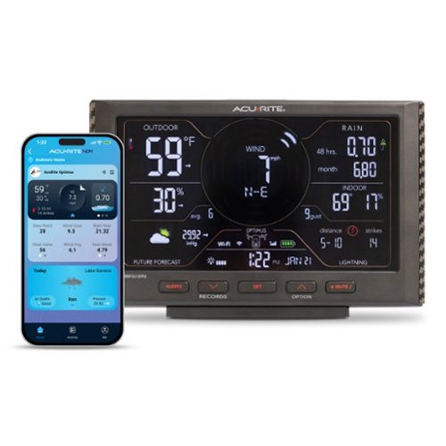 AcuRite Optimus WiFi Weather Station with Digital Display, Solar Powered Sensor & Mobile App for Remote Monitoring - Black GLOBAL SHIPPING