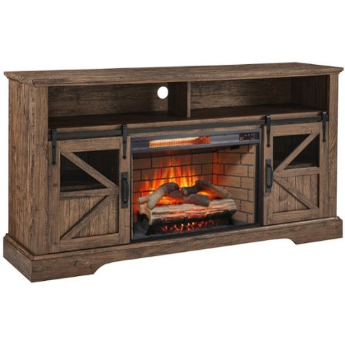 Mondawe - 60" Electric Fireplace Entertainment Center With Door Sensor - Brown-Front_Standard 