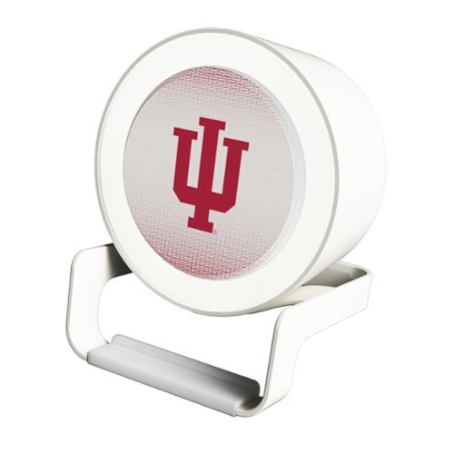 Keyscaper - Indiana Hoosiers Linen Print Nightlight Charger & Bluetooth Speaker - White-Front_Standard 