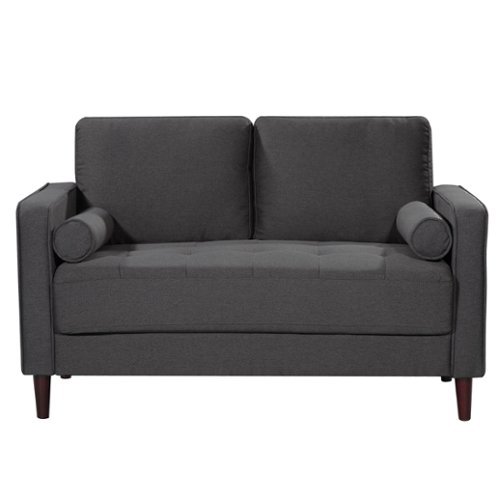 Lifestyle Solutions - Langford Loveseat with Upholstered Fabric and Eucalyptus Wood Frame - Heather Grey-Front_Standard 