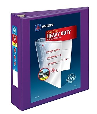 Avery - Heavy Duty 2" 3-Ring View Binders, One Touch EZD Ring - Purple-Front_Standard 