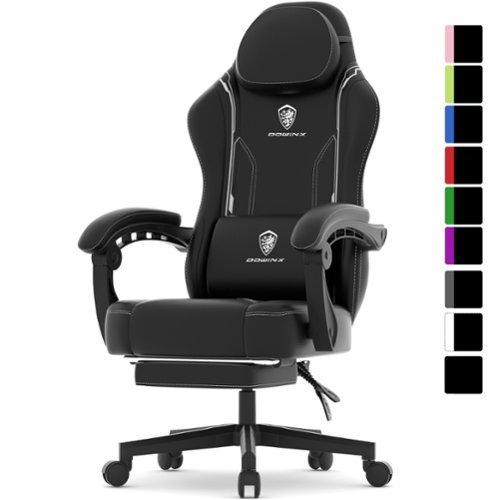 Dowinx - Gaming Chair with Pocket Spring Cushion, Ergonomic Computer Chair with Footrest and Lumbar Support for Office or Gaming - Black-Front_Standard 