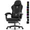 Dowinx - Gaming Chair with Pocket Spring Cushion, Ergonomic Computer Chair with Footrest and Lumbar Support for Office or Gaming - Black-Front_Standard