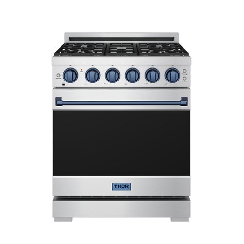 Gordon Ramsay Series by Thor Kitchen 4.55 Cu. Ft Freestanding Liquid Propane Gas Range with Navy Blue Hardware - Stainless Steel