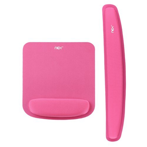 Oumilen - Ergonomic Wrist Rest Set - Mouse Pad with Memory Foam Support and Keyboard Wrist Rest for Pain Relief - Pink-Front_Standard 