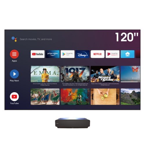 Hisense - L5G Laser TV Ultra Short Throw Projector with 120" ALR Screen, 4K UHD, 2700 Lumens, HDR10, Android TV - Black-Front_Standard 
