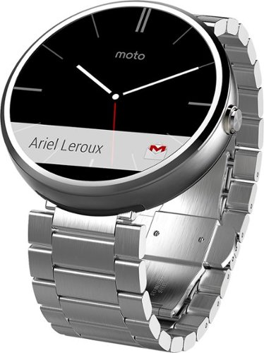  Motorola - Moto 360 23mm Smartwatch for Select Android Devices - Natural Silver