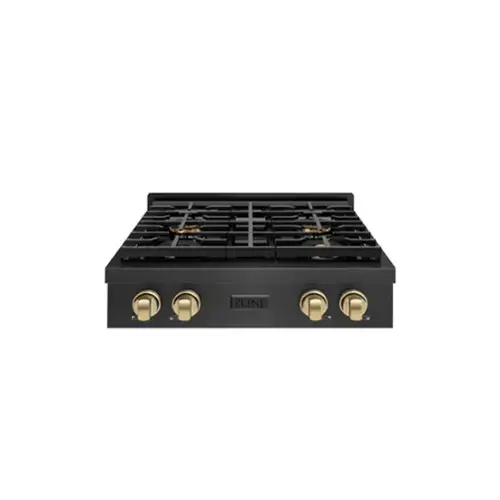 Front. ZLINE - ZLINE Autograph 30 in. 4 Burner Paramount DuoPro Gas Rangetop in Black Satin Steel and Bronze Accents (PSRTBSZ-30-CB) - Black Satin Stainless Steel.